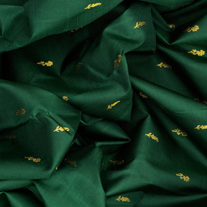 Green Handloom Kanchipuram Korvai Silk Saree With Floral Buttas-Green