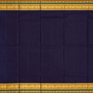 Turquoise Handloom Kanchipuram Korvai Silk Saree With Checks-Turquoise