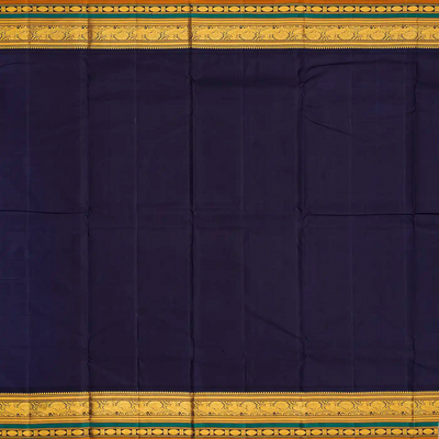 Turquoise Handloom Kanchipuram Korvai Silk Saree With Checks-Turquoise