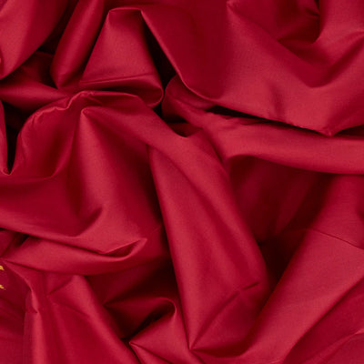 Red Handloom Kanchipuram Silk Saree With Zari Temple Border-Red