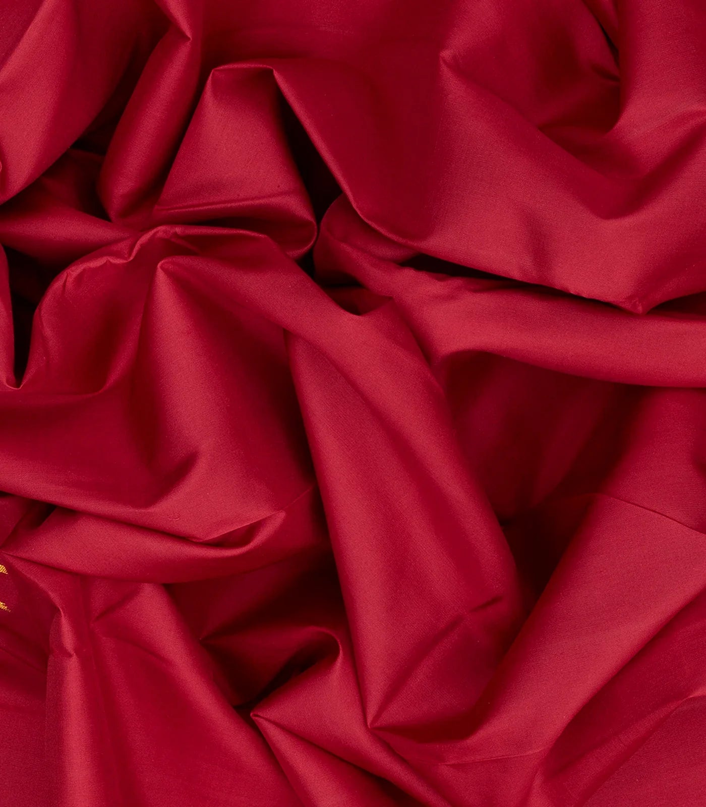 Red Handloom Kanchipuram Silk Saree With Zari Temple Border-Red