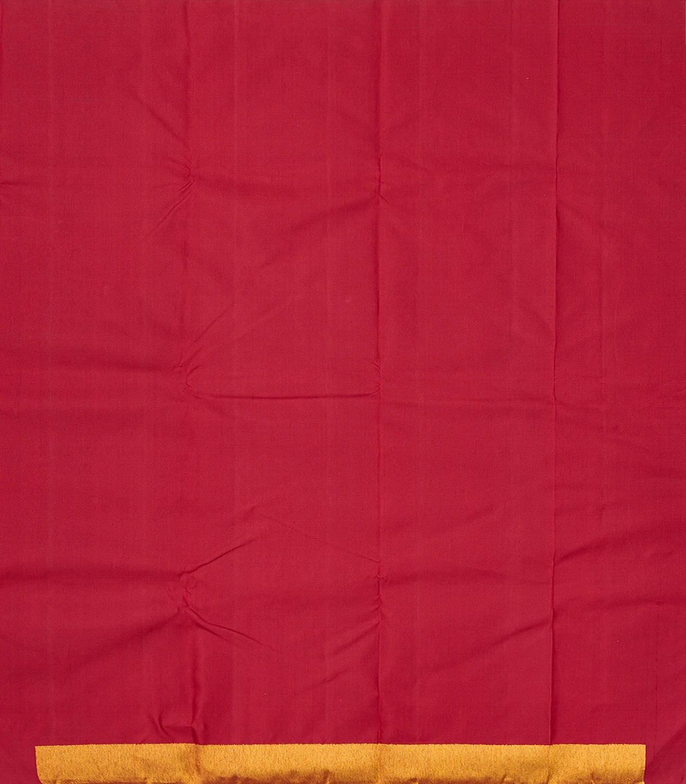 Red Handloom Kanchipuram Silk Saree With Zari Temple Border-Red