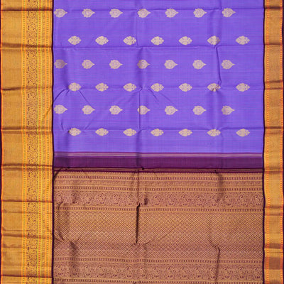 Lavender Handloom Kanchipuram Korvai Silk Saree With Annam Buttas-Lavander