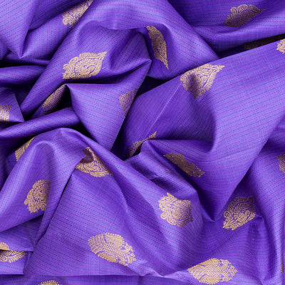 Lavender Handloom Kanchipuram Korvai Silk Saree With Annam Buttas-Lavander