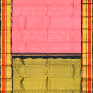 Baby Pink Handloom Kanchipuram Korvai Silk Saree With Mango Buttas-Baby Pink