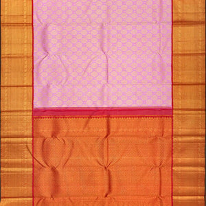 Baby Pink Handloom Kanchipuram Korvai Silk Saree With Floral Motifs-Baby Pink
