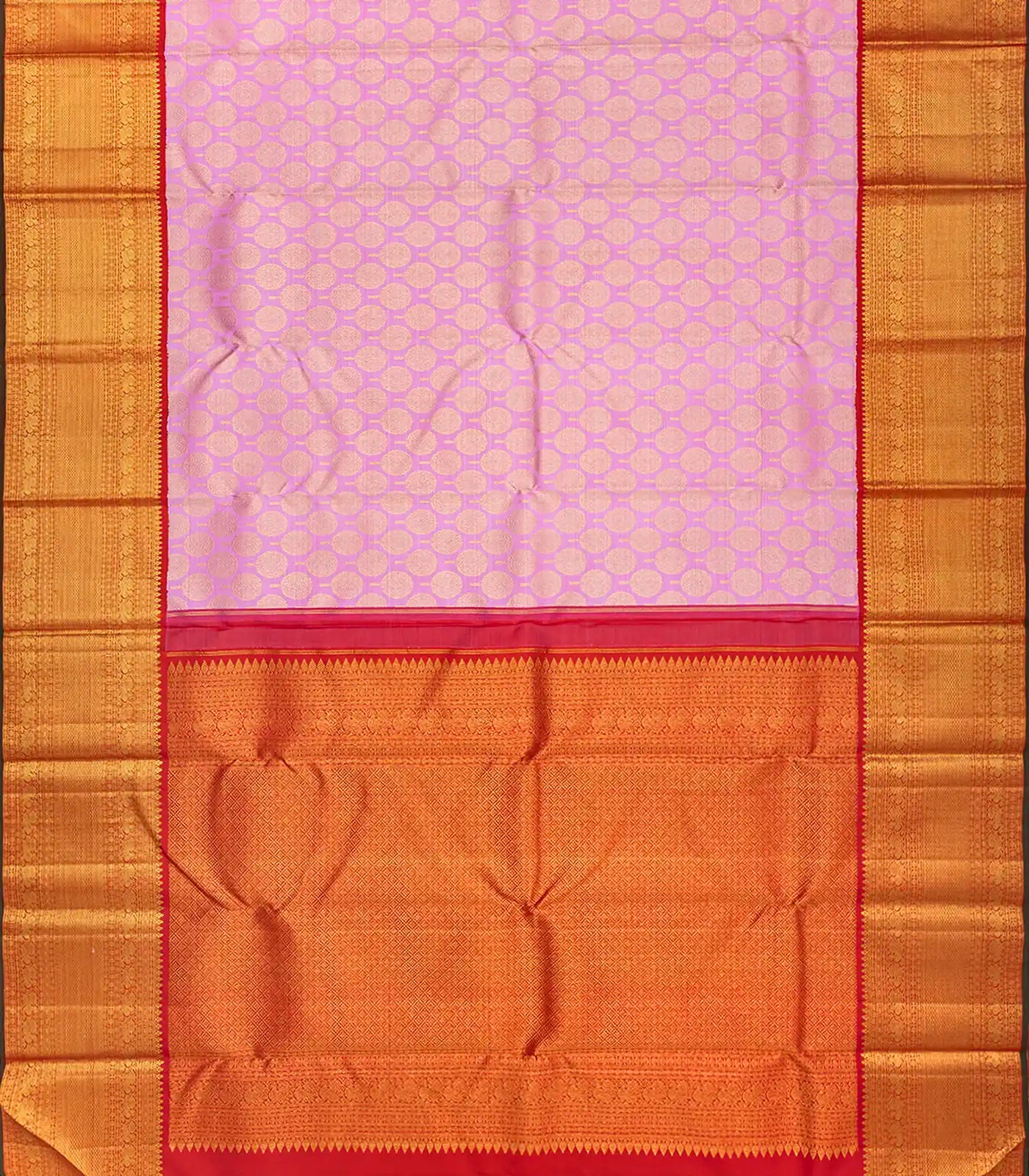 Baby Pink Handloom Kanchipuram Korvai Silk Saree With Floral Motifs-Baby Pink