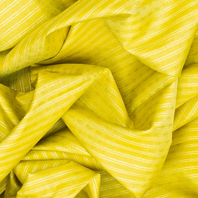 Yellow Handloom Kanchipuram Korvai Silk Saree With Zari Stripes-Yellow