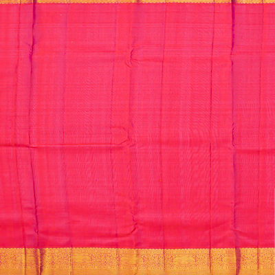 Yellow Handloom Kanchipuram Korvai Silk Saree With Zari Stripes-Yellow
