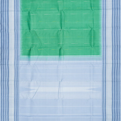 Aquamarine Handloom Kanchipuram Korvai Silk Saree With Jasmine Bud Motifs-Aquamarine