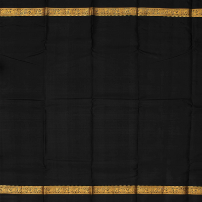 Multi Colour Checks Kanchipuram Silk Saree With  Black contrast  border & pallu-Multi colour