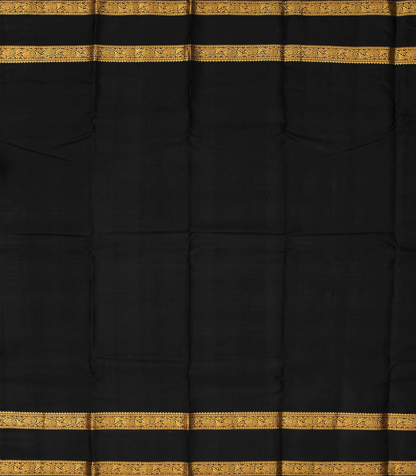 Multi Colour Checks Kanchipuram Silk Saree With  Black contrast  border & pallu-Multi colour