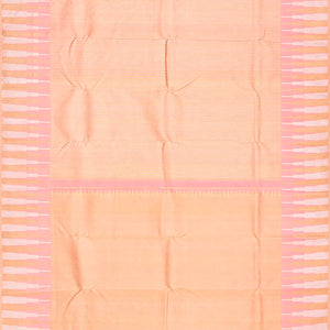 Light Peach Handloom Kanchipuram Silk Saree With Stripes-Light Peach