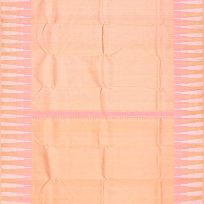 Light Peach Handloom Kanchipuram Silk Saree With Stripes-Light Peach