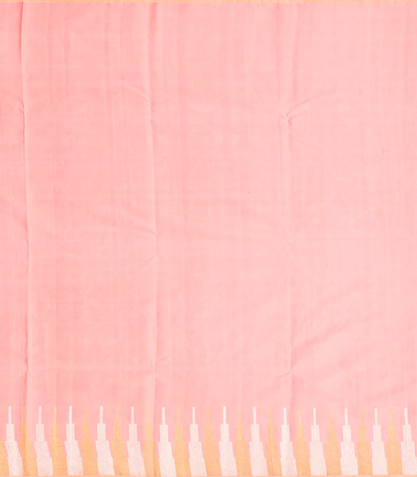 Light Peach Handloom Kanchipuram Silk Saree With Stripes-Light Peach