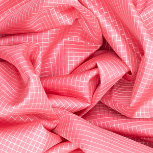 Peach Handloom Kanchipuram Korvai Silk Saree With Zari Checks-Peach