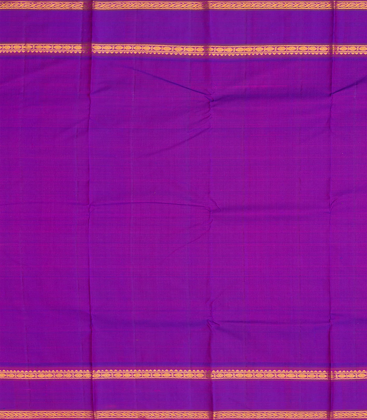 Light Yellow Handloom Kanchipuram Korvai Silk Saree With Contrast Purple Border-Lime Yellow