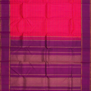 Red Handloom Kanchipuram Silk Saree With Checks-Red