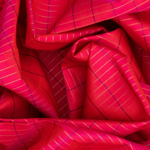 Red Handloom Kanchipuram Silk Saree With Checks-Red