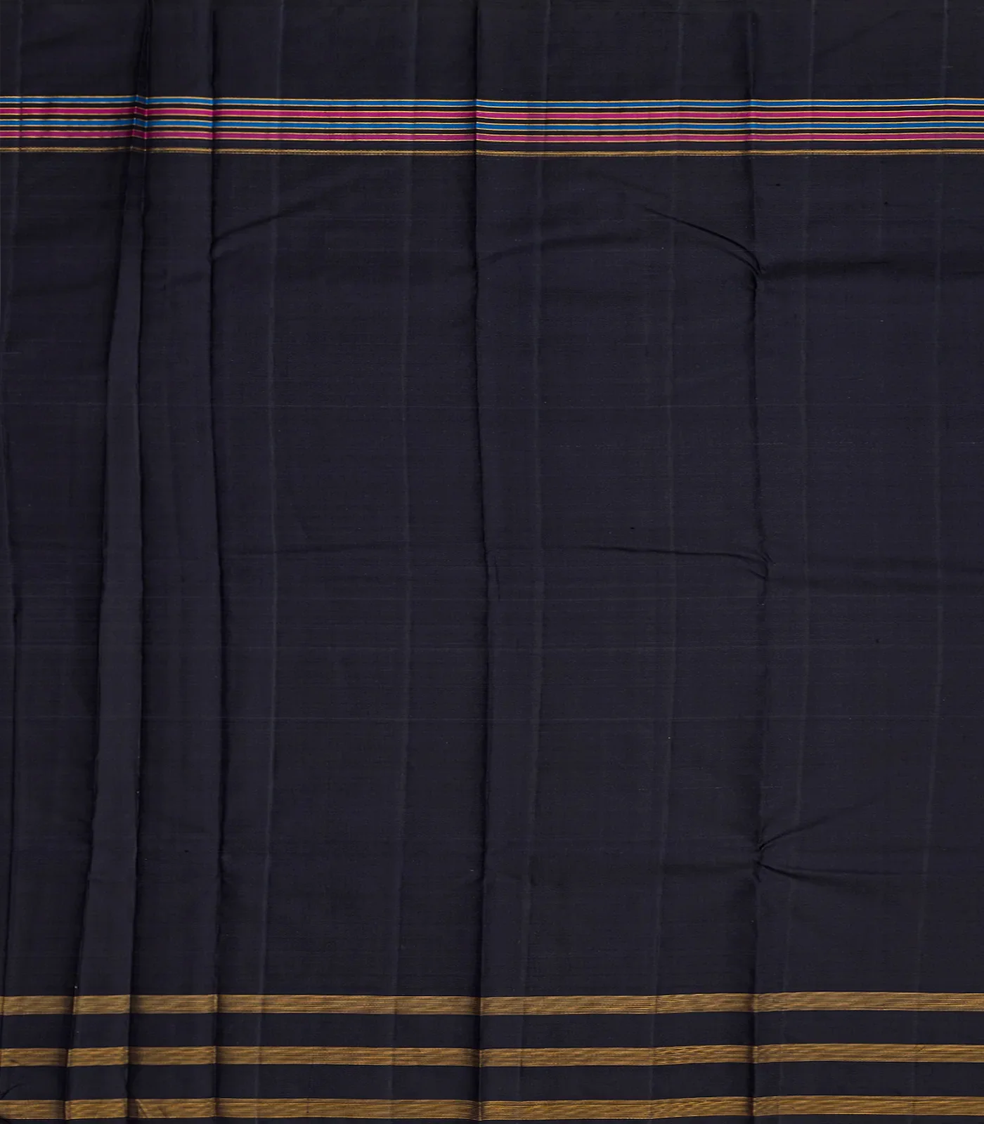 Light Green Handloom Kanchipuram Korvai Silk Saree With Black Border-Light Green