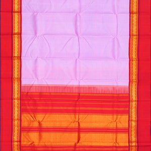 Light Pink Handloom Kanchipuram Korvai Silk Saree With Stripes-Pink