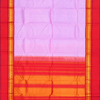Light Pink Handloom Kanchipuram Korvai Silk Saree With Stripes-Pink