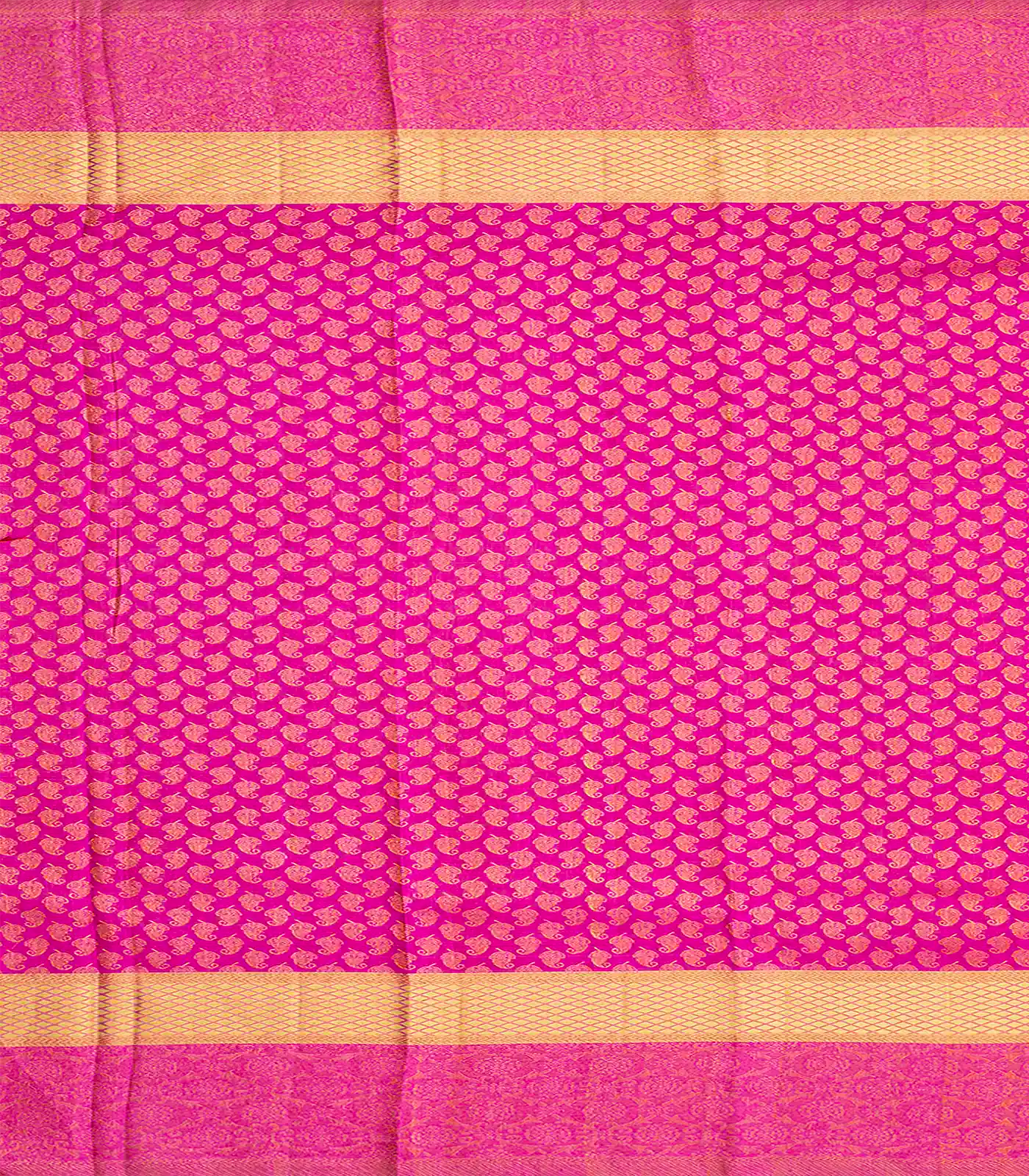 Green Handloom Kanchipuram Silk Saree With Meena Floral Motifs-Green