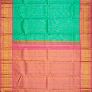 Aquamarine Handloom Kanchipuram Korvai Silk Saree With Checks-Aquamarine