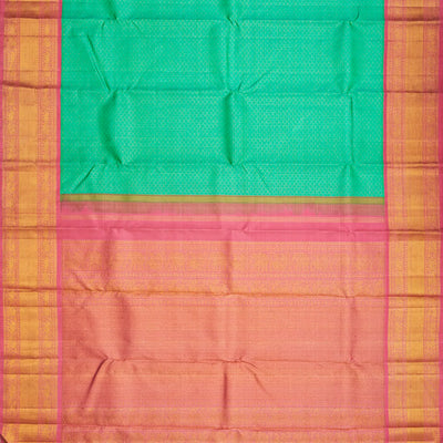 Aquamarine Handloom Kanchipuram Korvai Silk Saree With Checks-Aquamarine