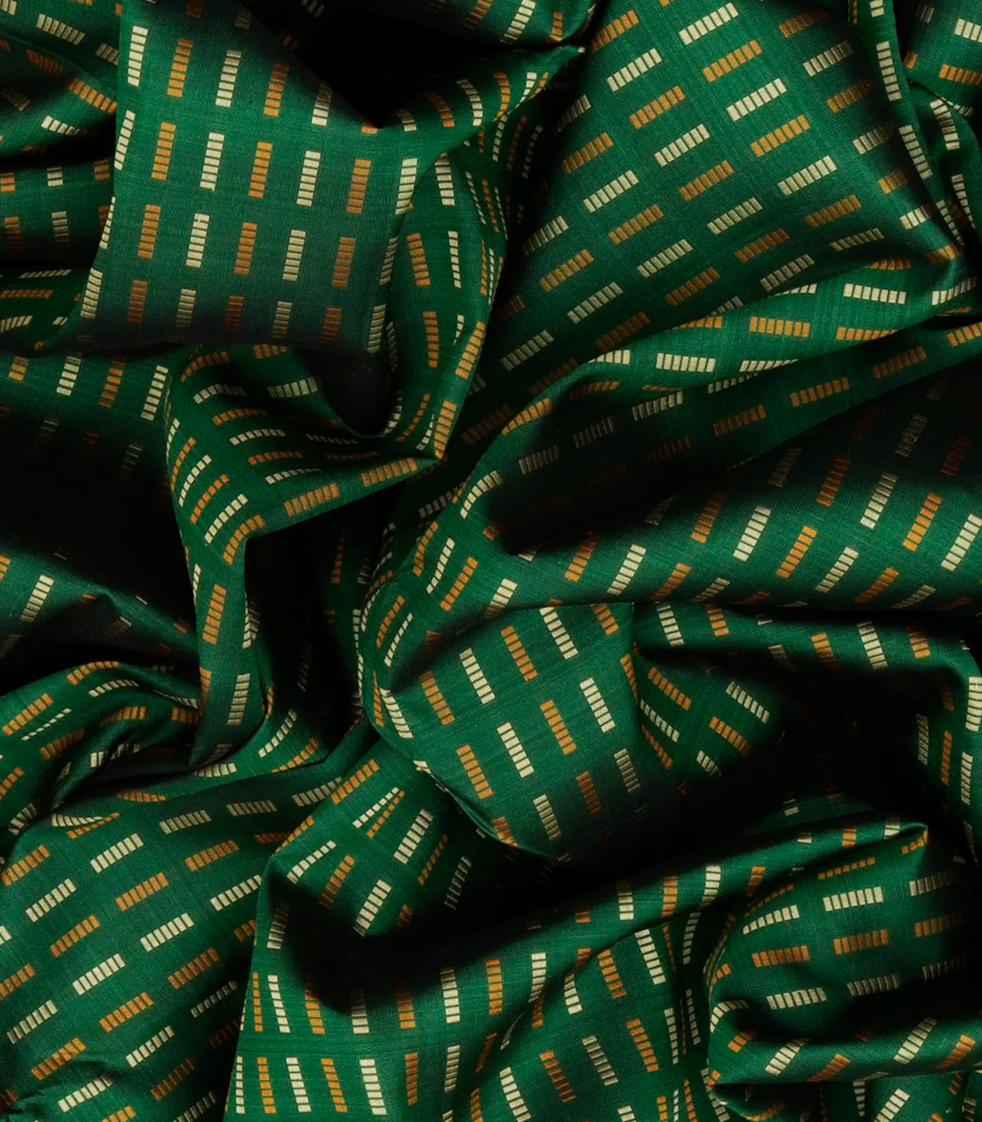 Green Handloom Kanchipuram Silk Saree With Broken Stripes-Green