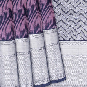 Lilac Handloom Kanchipuram Silk Saree With Chevron Motifs-Lilac