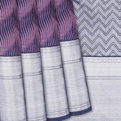 Lilac Handloom Kanchipuram Silk Saree With Chevron Motifs-Lilac