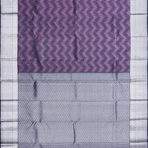 Lilac Handloom Kanchipuram Silk Saree With Chevron Motifs-Lilac