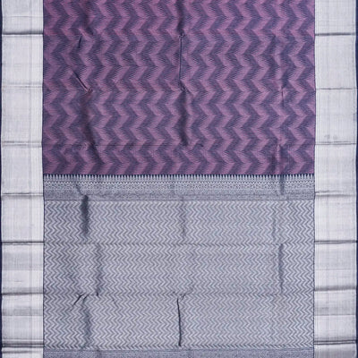 Lilac Handloom Kanchipuram Silk Saree With Chevron Motifs-Lilac
