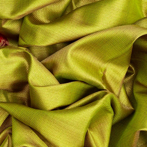 Golden Handloom Kanchipuram Silk Saree With Meena Parrot Motifs-Gold