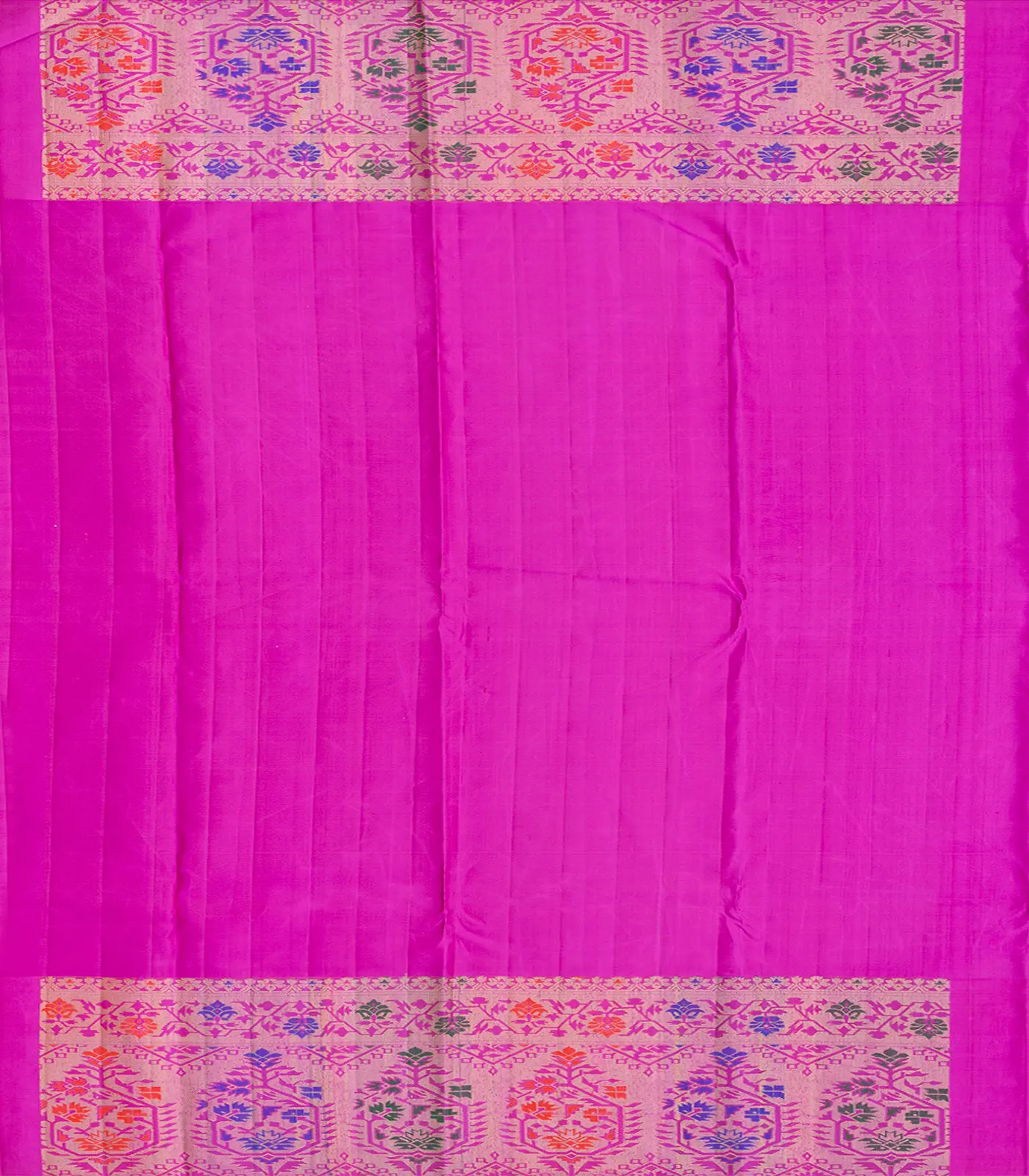 Yellow Handloom Kanchipuram Silk Saree With Meena Floral Motifs-Yellow