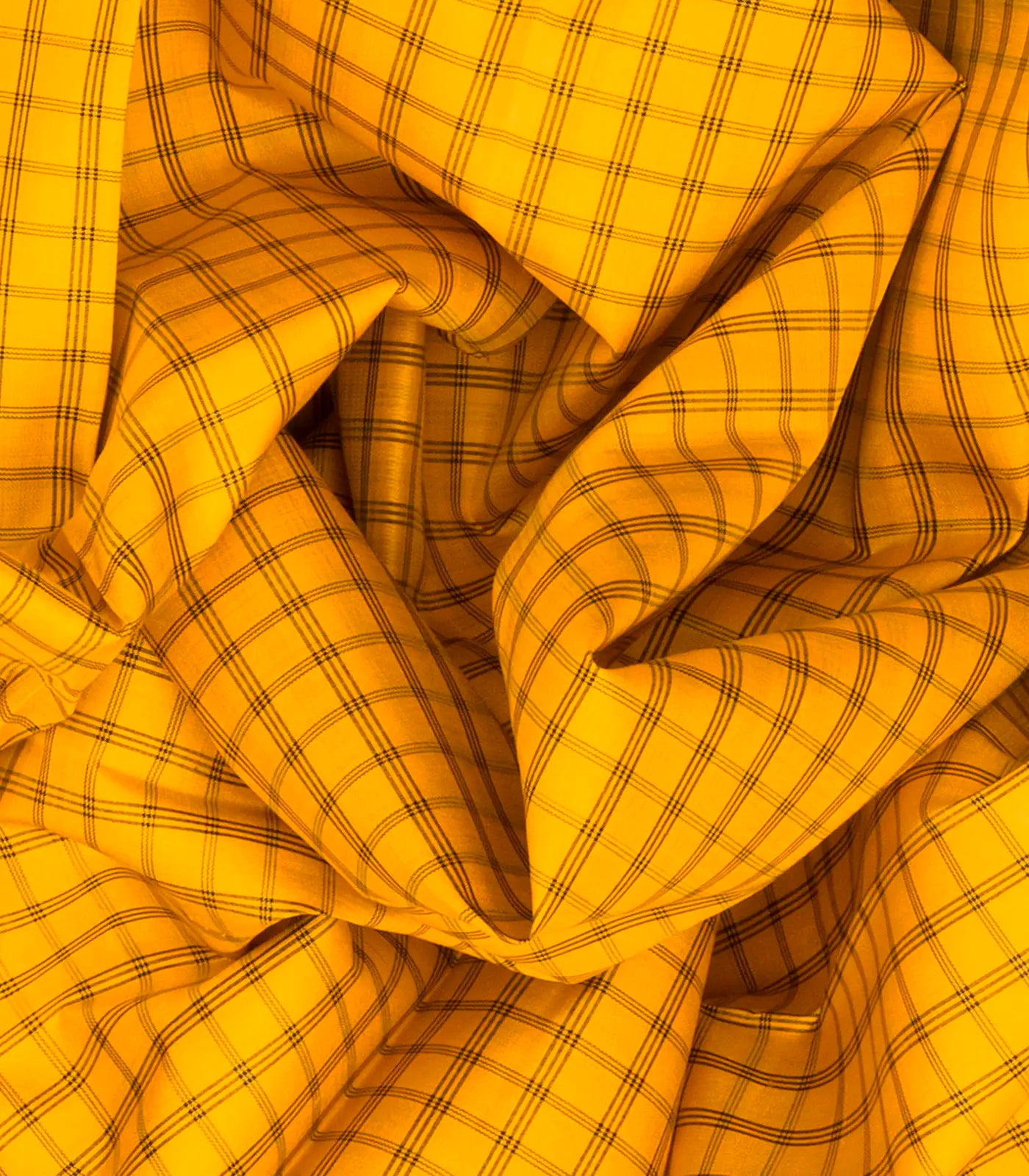 Yellow Handloom Kanchipuram Korvai Silk Saree With Checks-Yellow