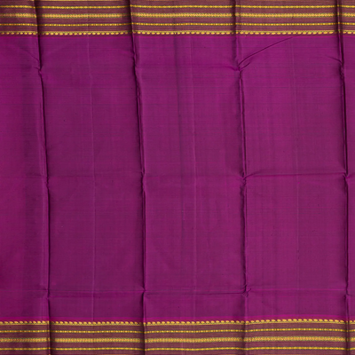 Bottle Green Handloom Kanchipuram Plain Silk Saree With Crimson Border-Bottle Green