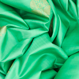 Aquamarine Handloom Kanchipuram Korvai Silk Saree With Pink Border-Aquamarine