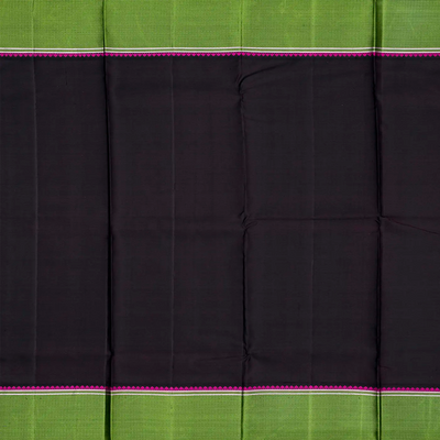 Mango Yellow Handloom Kanchipuram Korvai Silk Saree With Black Border-Mango Yellow