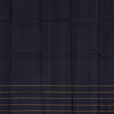 Orange Handloom Kanchipuram Korvai Silk Saree With Checks-Orange