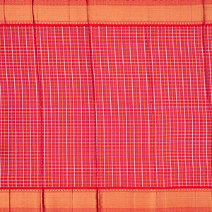 Light Green Handloom Kanchipuram Korvai Silk Saree With Zari Checks-Light Green