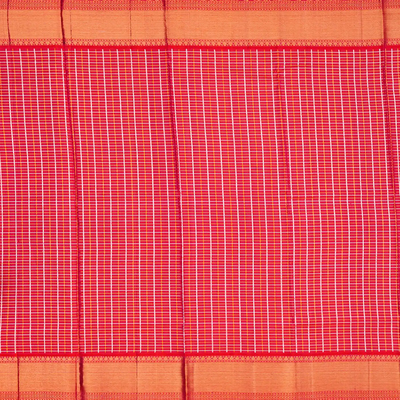 Light Green Handloom Kanchipuram Korvai Silk Saree With Zari Checks-Light Green