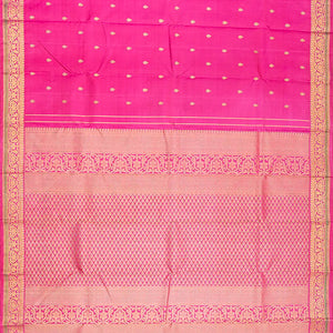 Pink Handloom Kanchipuram Silk Saree With Floral Buttas-Pink