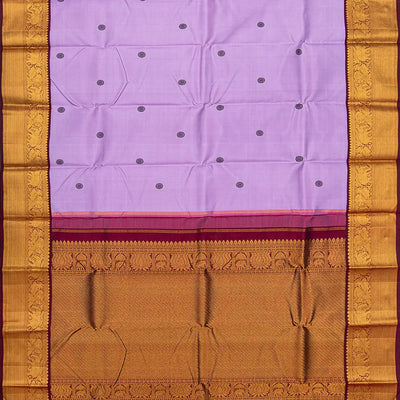 Lavender Handloom Kanchipuram Korvai Silk Saree With Kamalam Buttas-Lavander