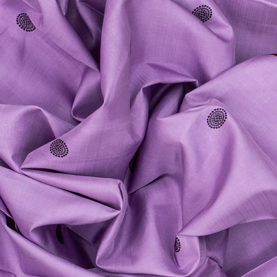 Lavender Handloom Kanchipuram Korvai Silk Saree With Kamalam Buttas-Lavander