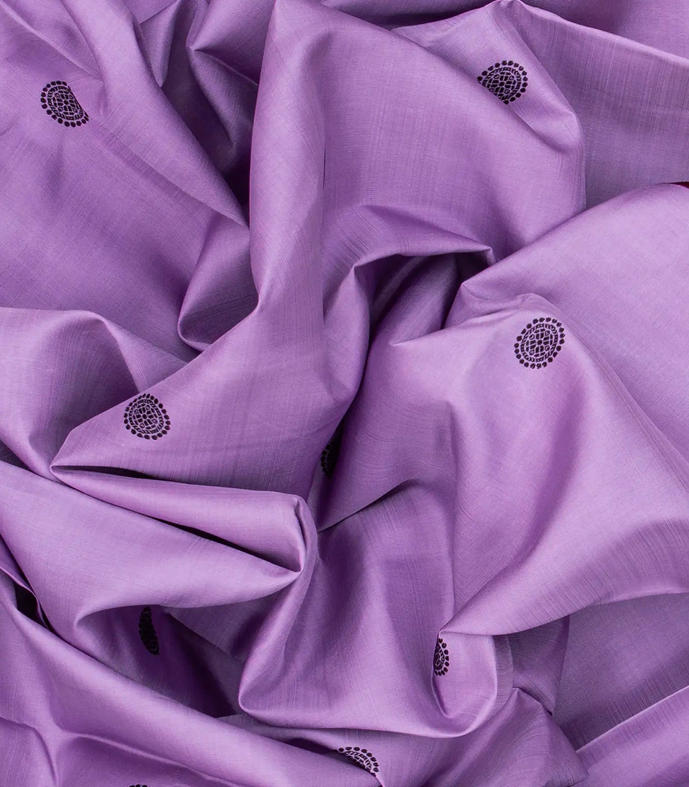 Lavender Handloom Kanchipuram Korvai Silk Saree With Kamalam Buttas-Lavander