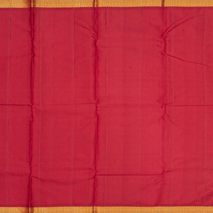 White Handloom Kanchipuram Korvai Silk Saree With Red Border-White