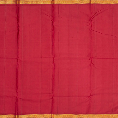 White Handloom Kanchipuram Korvai Silk Saree With Red Border-White