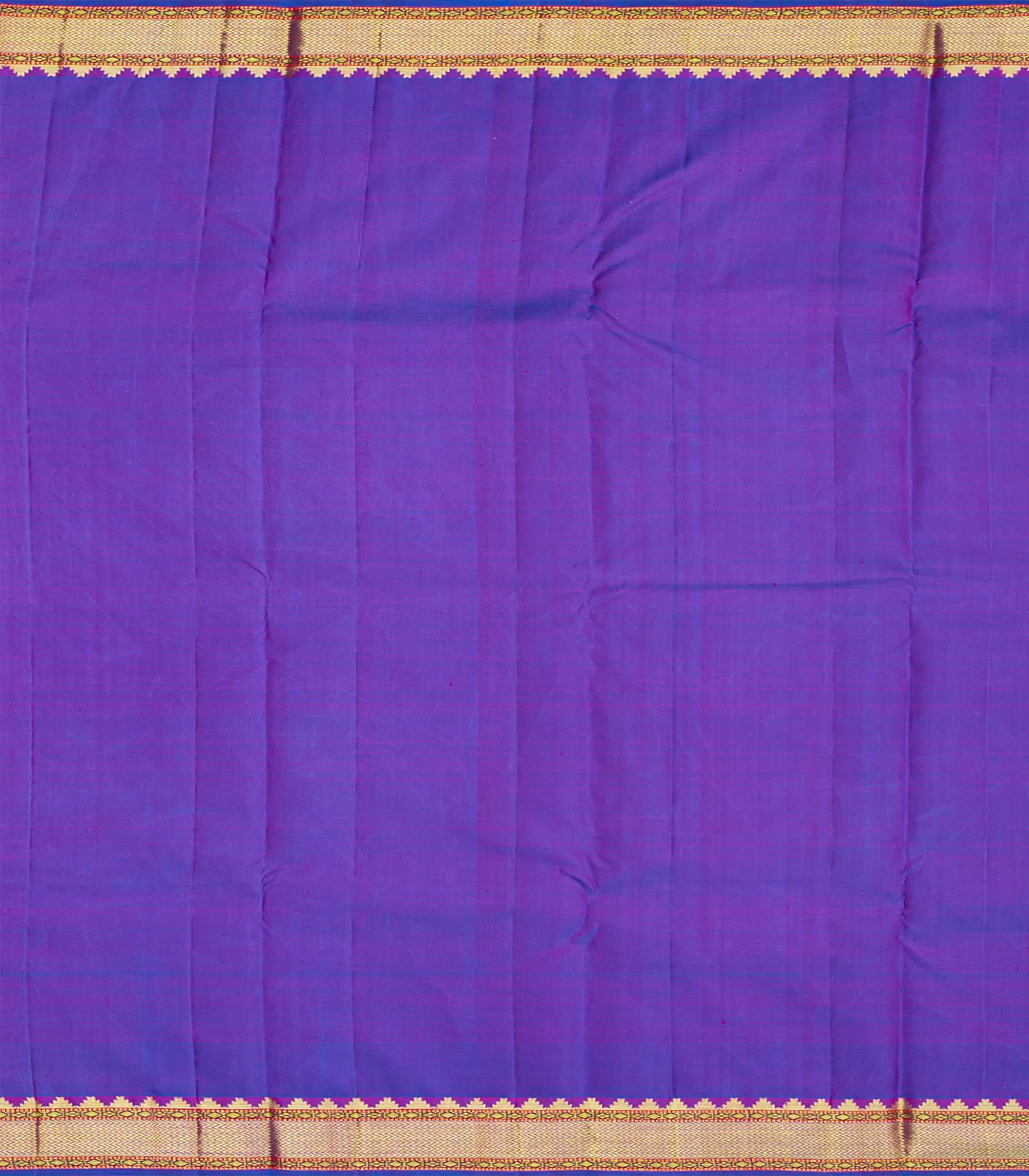 Green Handloom Kanchipuram Silk Saree With Zari Stripes-Green